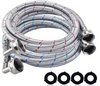 6FT Stainless Steel Washer Hoses with 90 Degree Elbow No-lead Burst-Proof 3/4" NPT Connection Hot & Cold Water Inlet Supply Lines, 2 Pack
