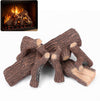 6PCS Gas Logs for Fireplace, Fake Fireplace Logs Ceramic Large Natural Gas Fake Logs for Gas Fireplace