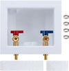 Pex Washing Machine Outlet Box with Center Drain, Laundry Washer Valve Box, 1/2 Inch Pex Crimp Inlet x 3/4 Inch MHT Outlet, with 4 Crimp Rings
