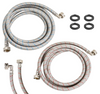 2 Pack 15 FT Stainless Steel Washing Machine Hoses with 90 Degree Elbow, Burst Proof Red Blue Striped Water Connection Inlet Supply Lines, Universal