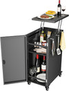 Height Adjustable Outdoor Grill Table Cart with Storage Cabinet, Magnetic Mounting, Flexible Rolling Wheels, for Weber, Charbroil, Nexgrill etc Grills