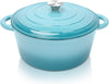 Teal Dutch Oven Pot with Lid, 6 Quart Enameled Cast Iron Dutch Oven with Big Dual Handles, Stock Pot, for Sourdough Bread Baking, Versatile Cooking