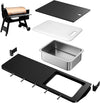 Folding Front Shelf for Traeger Pro 34 Series, Century 885, Texas Elite 34, 37"x12" Heavy-Duty BBQ Prep Table with Cutting Board, Basin, 5 Hooks