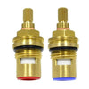 Brass Ceramic Disc Stem Cartridge Faucet Valve Quarter Turn 1/2" X 53mm x 12mm Spline Length 20 Teeth (PAIR Hot & Cold)