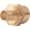 3/4 x 1 Inch Crimp MNPT Male Adapter, Brass Plumbing Fitting, PEX Pipe, Copper, UC139LFA