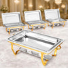 Chafing Dish Buffet Set 4 Pack, 9QT Stainless Steel Chafing Dish Buffet Set, Chafers, Buffet Warmers for Wedding, Parties, Catering Supplies, Banquets