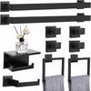 10 Pcs Matte Black Bathroom Accessories Set, Stainless Steel Bathroom Hardware Set, Towel Racks for Bathroom, Wall Mounted 24 Inch Bath Towel Bar Set
