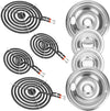 W10290350 W10290353 Electric Stove Burner Drip Pans & MP22YA Electric Range Burner Element Set for Whirl-pool Frigi-daire Ama-na Range Oven/Stove
