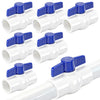 6 Pack 1-1/4" PVC Ball Valve Slip Water Pipe Shut Off Valves with Double Socket Full Flow Port for Outdoor Plumbing, Pool, Irrigation, Sewage Pump