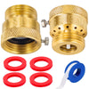 2-Pack Brass Vacuum Breaker Set 3/4" Anti-Siphon Hose Bib Valve for Garden Spigot RV Hose Connection Backflow Preventer Connector with Tape and Washer