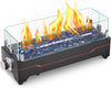 20 Inch Tabletop Propane Fire Pit, 40000 BTU, Stainless Steel Outdoor Portable FirePit with Glass Wind Guard for Patio, Camping, Backyard & RV