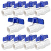 10 Pack 3/4" PVC Ball Valve Slip Water Pipe Shut Off Valves with Double Socket Full Flow Port for Outdoor Plumbing, Pool, Irrigation, Sewage Pump