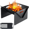 18 Inch Wood Fire Pit Outdoor Portable Firepit with BBQ Tray Detachable Camping Steel Fire Pits for Backyard, Patio, Picnic, Bonfire, Garden