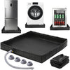 Foldable Washing Machine Drain Pan with Drain Pipe & 4 Anti-Vibration Pads, 31.5 x 31.5x 4.7 Inch Portable Leak Proof Tray for Washer/Dryer, Non-Slip