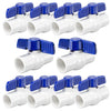 10 Pack 1/2" PVC Ball Valve Slip Water Pipe Shut Off Valves with Double Socket Full Flow Port for Outdoor Plumbing, Pool, Irrigation, Sewage Pump
