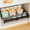 Pull Out Cabinet Organizer Expandable 13-21 Inch Wide, Black No-Drill Slide Out Drawers Kitchen Cabinets, Pantry Spice Pot and Pan Organizer
