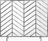 38x31 Inch Pewter Single Panel Handcrafted Wrought Iron Mesh Chevron Fireplace Screen Fire Spark Guard for Living Room/Bedroom Décor