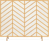 38x31 Inch Gold Single Panel Handcrafted Wrought Iron Mesh Chevron Fireplace Screen Fire Spark Guard for Living Room/Bedroom Décor