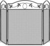 3 Panel 50x29 Inch Pewter Free Standing Fireplace Screen Foldable Wrought Iron Fireguards Cover for Wood Burning Fireplace