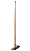 Wood Handle Oven Brush, Aluminum-Threaded Tip, 40-Inch Handle With Scraper for Wood Fire Pizza Oven