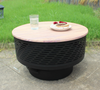 26" Wood Burning Fire Pits Table with Grill & Lid for Outside with Waterproof Cover & Fire Poker, Firepit with Functions for BBQ, Table and Bonfire