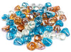 1'' High Luster Reflective Tempered White Blue Amber Fire Glass Diamonds Rock for Fire Pit, Fireplace, 10 LBS Kit